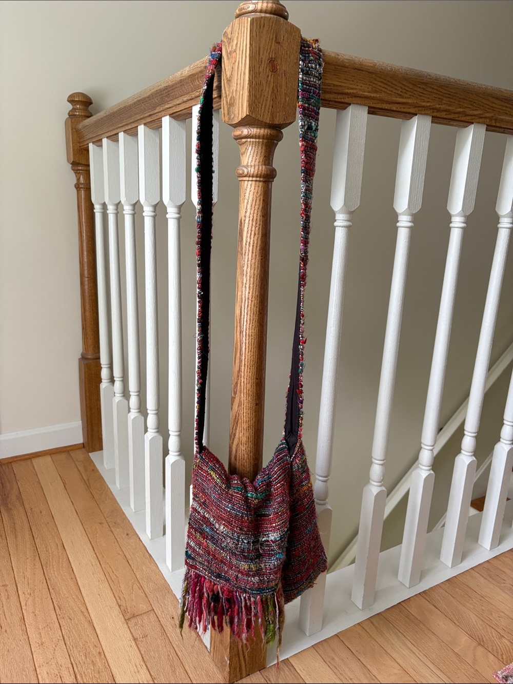 Handwoven Multicolor Fringe Crossbody Bag - Women